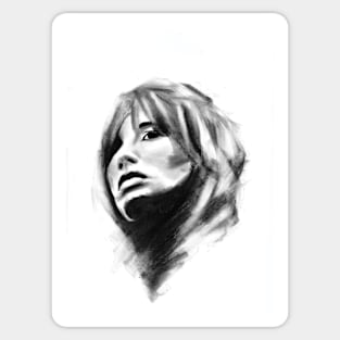 charcoal art of a girl Sticker